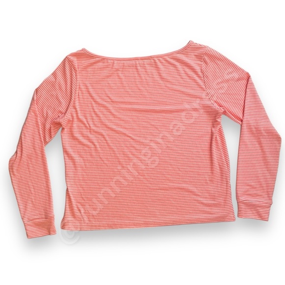 NWOT Free People Outside The Lines Stripped Long Sleeve Lounge Top Pink Medium - Picture 5 of 11